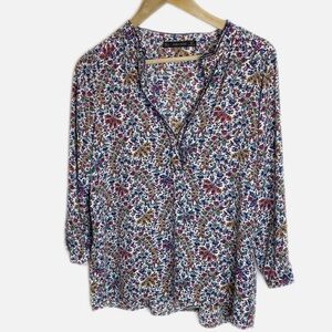 Zara Basic floral paisley peplum blouse L